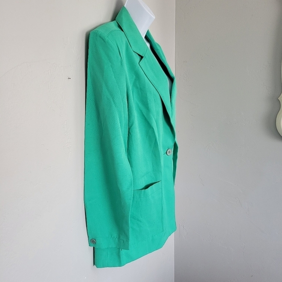 Pykettes Vintage Women's 12 Green Blazer Spring Summer Preppy Girly Glam Button - Picture 4 of 7